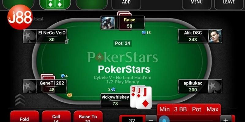 Một ván bài Poker online J88 hoàn chỉnh bao gồm